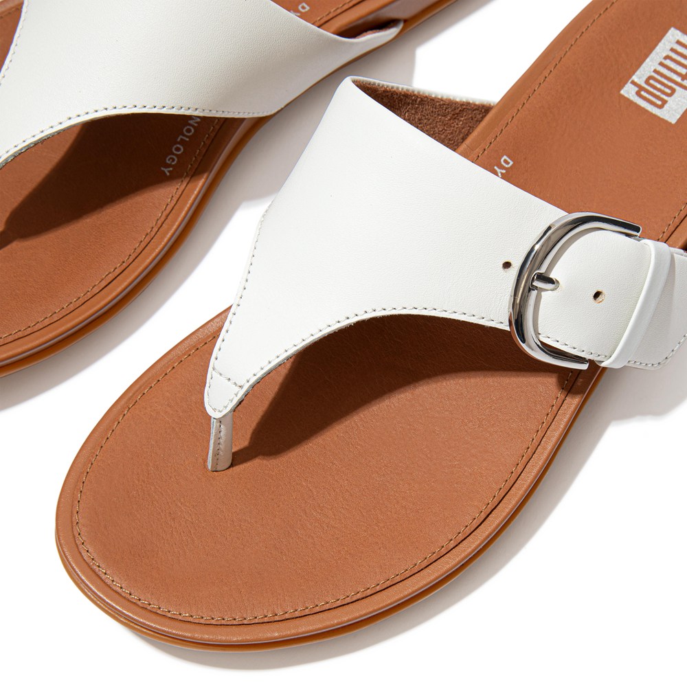 Fitflop Womens Sandals - Gracie Buckle Leather Toe-post - White - 965-GBEOHN